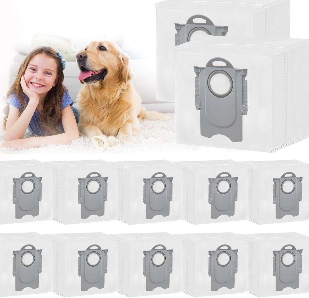 12 Pack Q10 Vacuum Bags Replacement for Roborock Q10 S5 plus, Q8 Max+, Q7 Max+, Q7+, Q5 Max+, Q5+, Q5 Pro+, S7 Max Ultra, S7 MaxV Ultra, S8 Pro Ultra, S8 Robot bags, 3L Large Capacity Disposable Bag