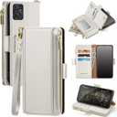 Antsturdy Compatible with Motorola Moto G Power 5G 2023 Wallet Case with Card Holder,Women Men PU Leather Flip Protective Phone Case RFID Blocking Stand Wrist Strap Zipper Credit Card Slots,Beige