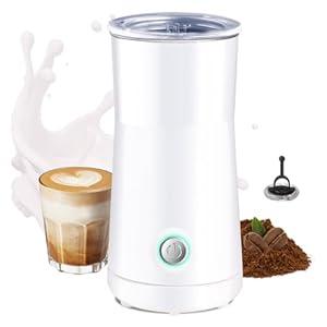 Huogary Milk Forther Simple Milk Frother and Steamer 2-in-1 Milk Steamer with Hot Milk Foam and Hot Milk for Latte, Macchiato, Cappuccinos (white)