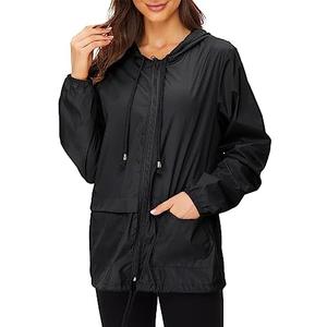Zando Lightweight Rain Jacket Women Waterproof - Raincoat for Women Packable Rain coat Hooded Windbreaker for Travel Outdoor, 2XL