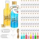 OurWarm 50 Pack Happy Birthday Mini Liquor Bottles, 1.7oz/50ml Empty Plastic Shot Bottles with Gold Screw Caps Funnels Tags & Twines for Juice Wine Alcohol Juicing Ginger Shots Birthday Party Favors