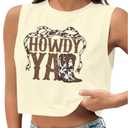 Western Cowboy Crop Tank Top Women Vintage Graphic Cowgirl Tees Country Concert Tshirt Casual Sleeveless Crop Tops (XXL)