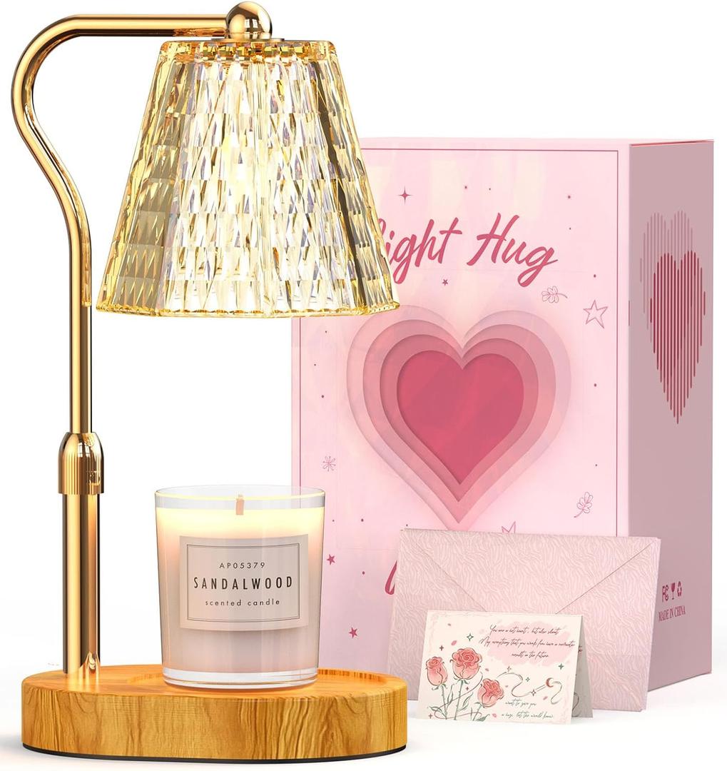 Candle Warmer Lamp with Timer Dimmable Gifts for Women, Adjustable Height Wax Warmer Lamp for Scented Candles, House Warming Gifts for New Home Modern Farmhouse Decor (Heart-almond)