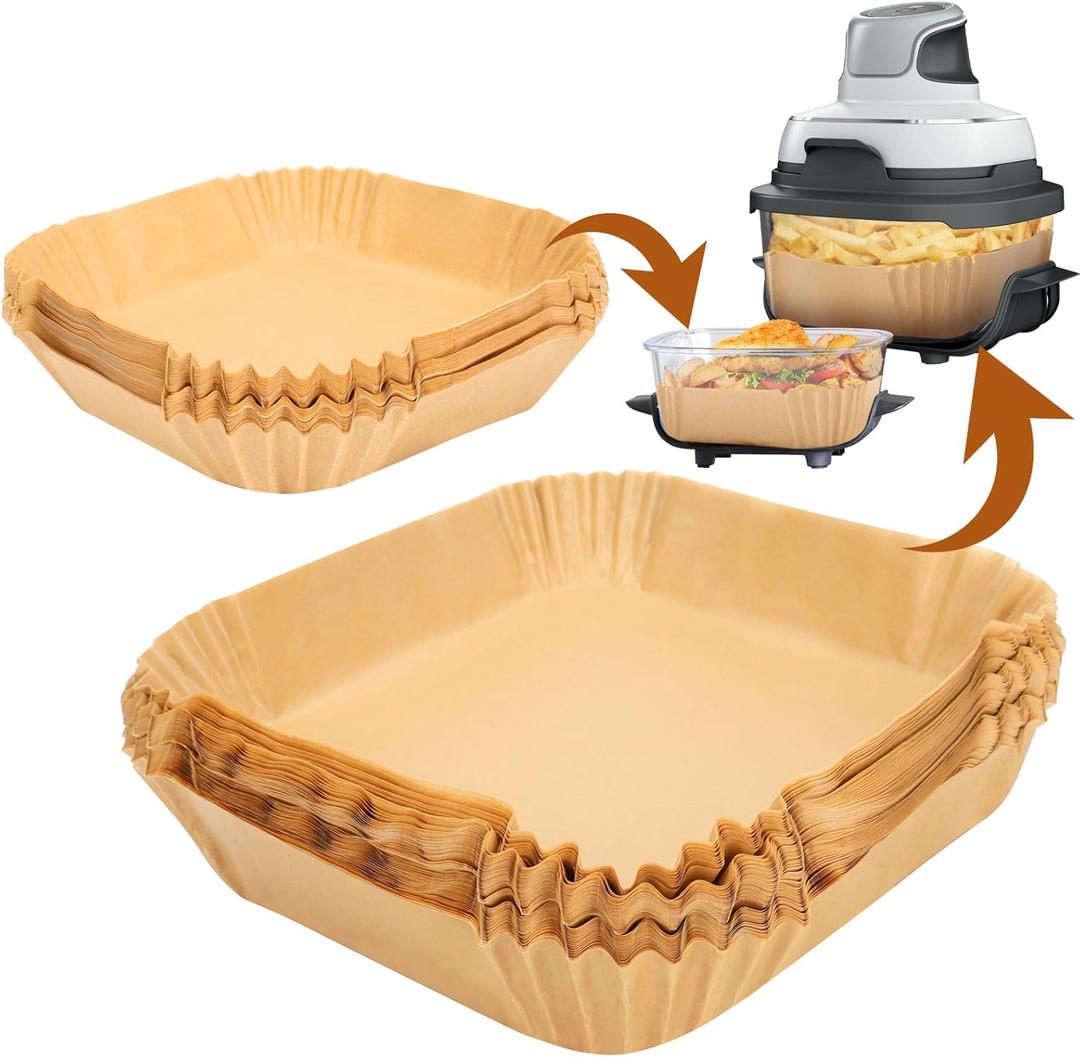 BYKITCHEN 200PCS Air Fryer Liners for Ninja Crispi Airfryer, 6.5 Inch & 8 Inch Crisp Airfryer Liners for 4QT&6 Cup Glass Containers, Ninja Crispy Portable Glass Air Fryer Cooking System Accessories