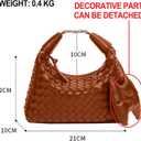 Handbag Crossbody Tote Bag for Women Small Hand Bag weave Vegan Leather Purse Clutch Women's Leather Medium Hobo Bag (Brown)