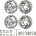 16" Wheel Simulators for 1992-2016/2018-2021 Ford E350 E450 Truck | 2 Front & 2 Rear Hubcaps,304 Polished Stainless Steel Wheel Covers,8 Lug 4 Hand Hole with Bolt On Hardware
