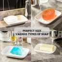 Miamolo Soap Dish, Ceramic Soap Holder Shower Soap Dish for Bar Soap Sponge, Soap Saver Tray for Bathroom Kitchen Sink, White