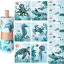 36 Pack Sea Animals Reusable Cleaning Cloths Washable Cotton Kitchen Towels for Home (Blue)