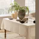 YZJZEDS Linen Tablecloth for Rectangle Table 60x84 Inch Light Tan, Farmhouse Style Beige Tablecloth, Water Resistant Burlap Tablecloths for Dining Table Farmhouse Kitchen