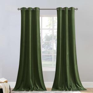 StangH Moss Green Velvet Curtains Christmas Decor Grommet for Living Room, Super Soft Room Darkening Drapes Privacy Protect Holiday Party Window Treatment for Hotel Hall, W42 x L84, 2 Panels (42"W x 84"L (Pack of 2))