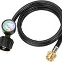 ATKKE Propane Hose Adapter 1lb to 20lb with Gauge, 4FT Propane Tank Grill Adapter Converter for Weber Q Grill, Mr. Heat Propane Heat, Blackstone 17/22 Griddle, Coleman Camping Stove and More