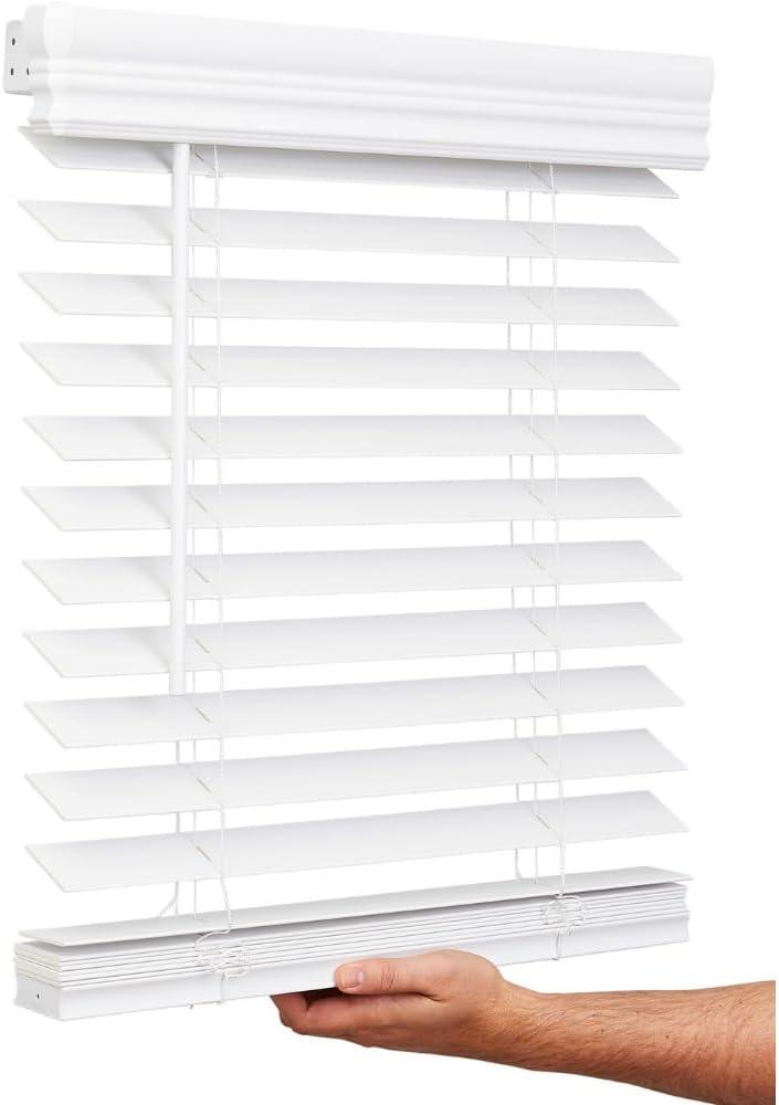 Lotus & Windoware Cordless, 2 Inch Faux Wood Blind, 35" Wide x 64" Long, Window Blinds, Blinds & Shades, Blinds for Indoor Windows, Smooth, Bright White - 35" x 64",Bright White (35"W x 64"H)