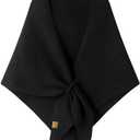 Winter Warm Shawl Wraps for Women Knitted Striped Knotted Cardigan Cape Soft Triangle Scarf Wrap Travel Elegant Tops Poncho (Black)