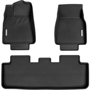 BaseLayer Floor Mats for Tesla Model Y (2021-2026) Juniper  Made in USA  Fits 5-Seater Only - Premium All-Weather Mats  Front & Rear (Gray Logo) (3-Piece)