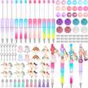 Lewtemi Beadable Pen Making Kit - 12 Sets Assorted Bead Pens, Silicone Beads, Spacer Bead, Black Ink Ballpoint Pens Bulk for Women, Crafts, Office Gift(Unicorn)