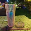 Studded Tumbler with Straw 24 oz Tumbler with Lid and Straw, Textured Plastic Tumbler Double Wall BPA Free for Iced Coffee, Cold Drinks or Water, 24 oz, Pink