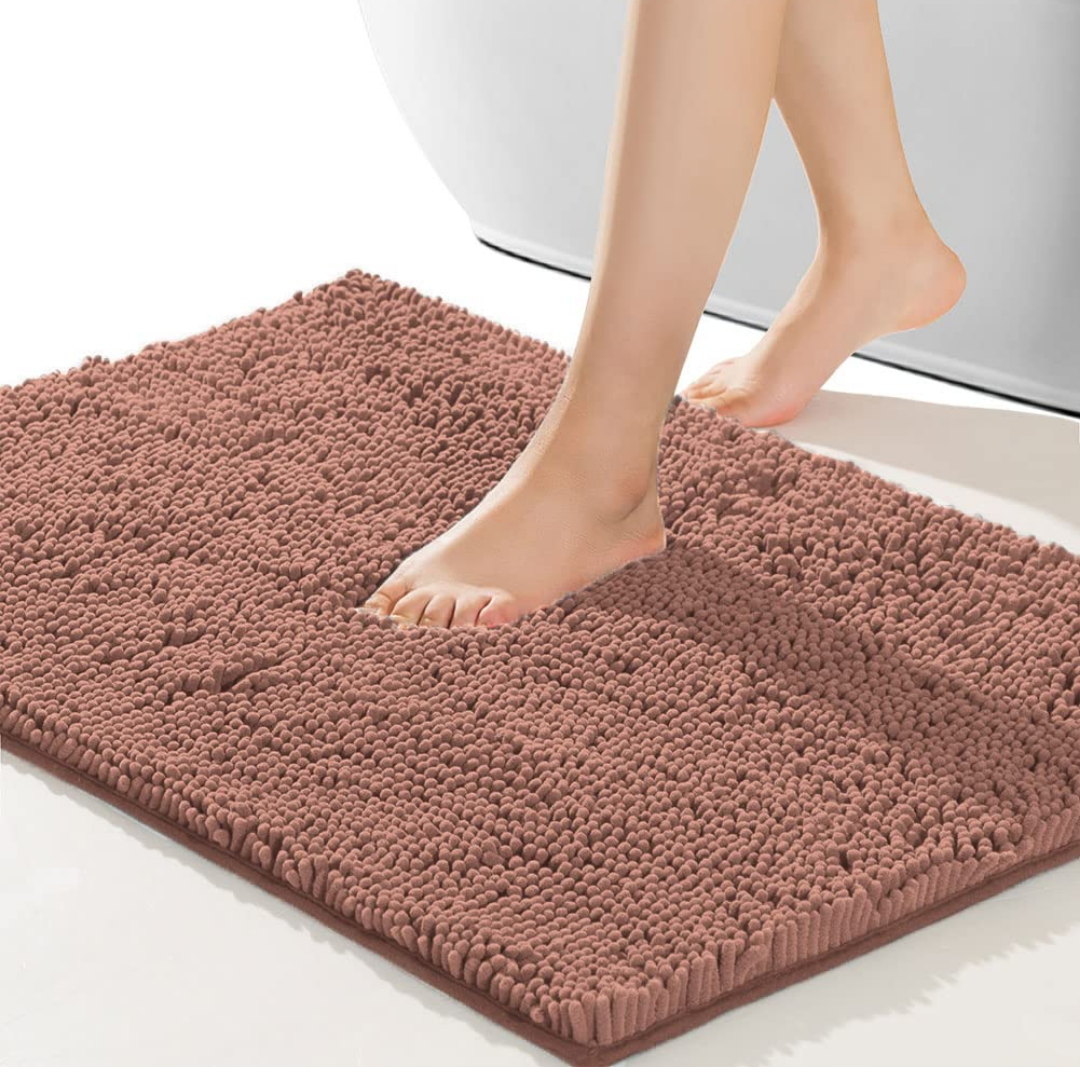 SONORO KATE Bathroom Rug,Non-Slip Bath Mat,Soft Cozy Shaggy Thick Bath Rugs for Bathroom,Plush Rugs for Bathtubs,Water Absorbent Rain Showers and Under The Sink (Taupe Brown, 32"×20")