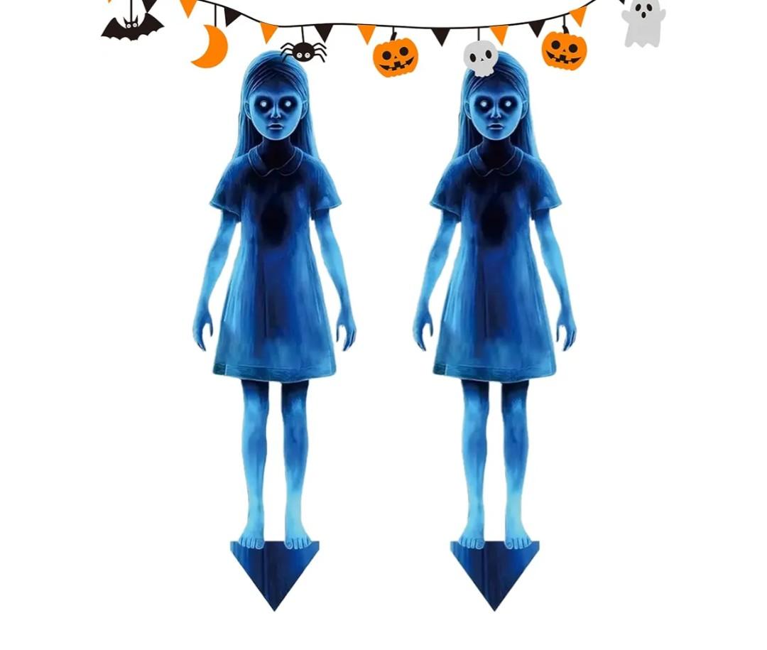 Halloween Ghost Sign Lawn Stake 2 Pieces Halloween Yard Decorations 40x11.5 Cm Driveway Entrance Photo Backdrop ABS For Lawn Patio Haunted House Outdoor Figure Yard Art Display