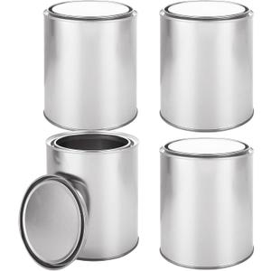 4 Pack 2 Quart Paint Cans with Lids Small Paint Bucket for Painting Metal Paint Containers with Lids Empty Paint Cans 1/2 Gallon Paint Pail Unlined Paint Storage Containers for Leftover Paint