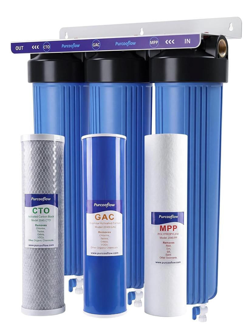 Dual Carbon 3-Stage Whole House Water Filter System (EXP 12/01/36)