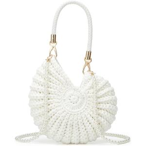 Handwoven Seashell Hobo Bags Women Crochet Summer Beach Bag Boho Knitted Evening Clutch Purses Hobo Crossbody Shoulder Bag