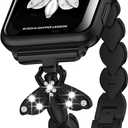 2 x SaNgaiMEi Strap Compatible with Apple Watch Ultra Band 49mm 45mm 44mm 42mm 41mm 40mm 38mm Women Bee Iwatch Band Stainless Steel Wristband for Apple Watch Series 8/7/6/5//4/3/2/1/SE (Black)