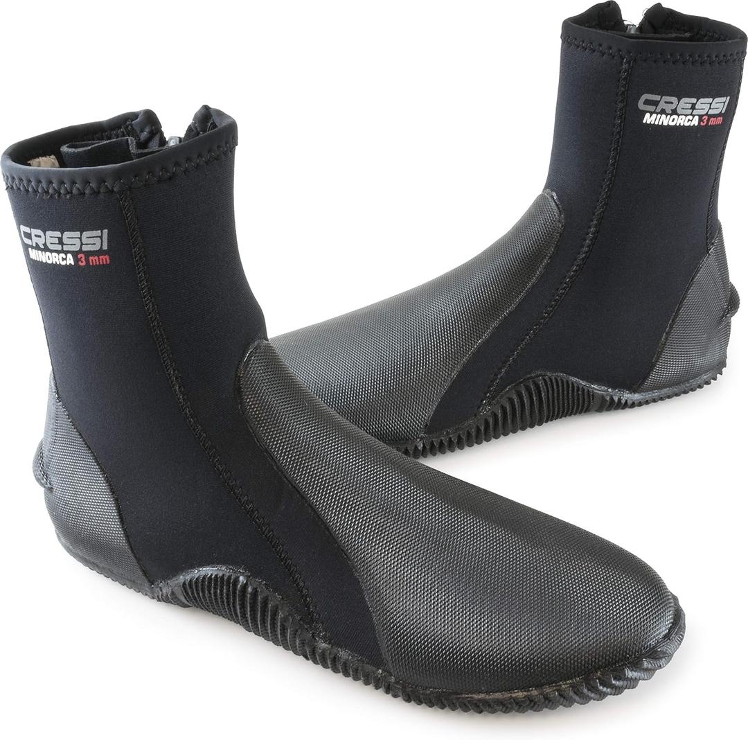 Cressi Neoprene Adult Anti-Slip Sole Boots - for Water Sports: Scuba Diving, Snorkeling, Diving, Rafting, Windsurfing (US Man 5 | US Lady 6, Black/Black)