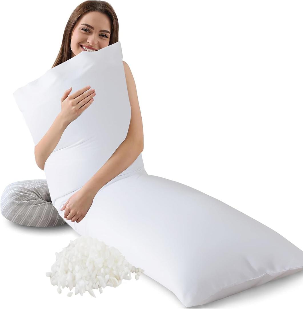 Memory Foam Body Pillow Insert, Soft Large Long Bed Pillow for Adults, Breathable Full Body Pillow, White