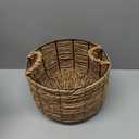 Round Wicker Storage Basket, Woven Large Water Hyacinth Bin with Handles, 12''x 7''