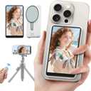 Vlog Selfie Monitor Screen, Back Camera Monitor Screen for iPhone, Wireless Magnetic Phone screen mirroring with Bluetooth Remote Speaker for YouTube Live Stream TikTok, Compatible with iPhone Android (White)