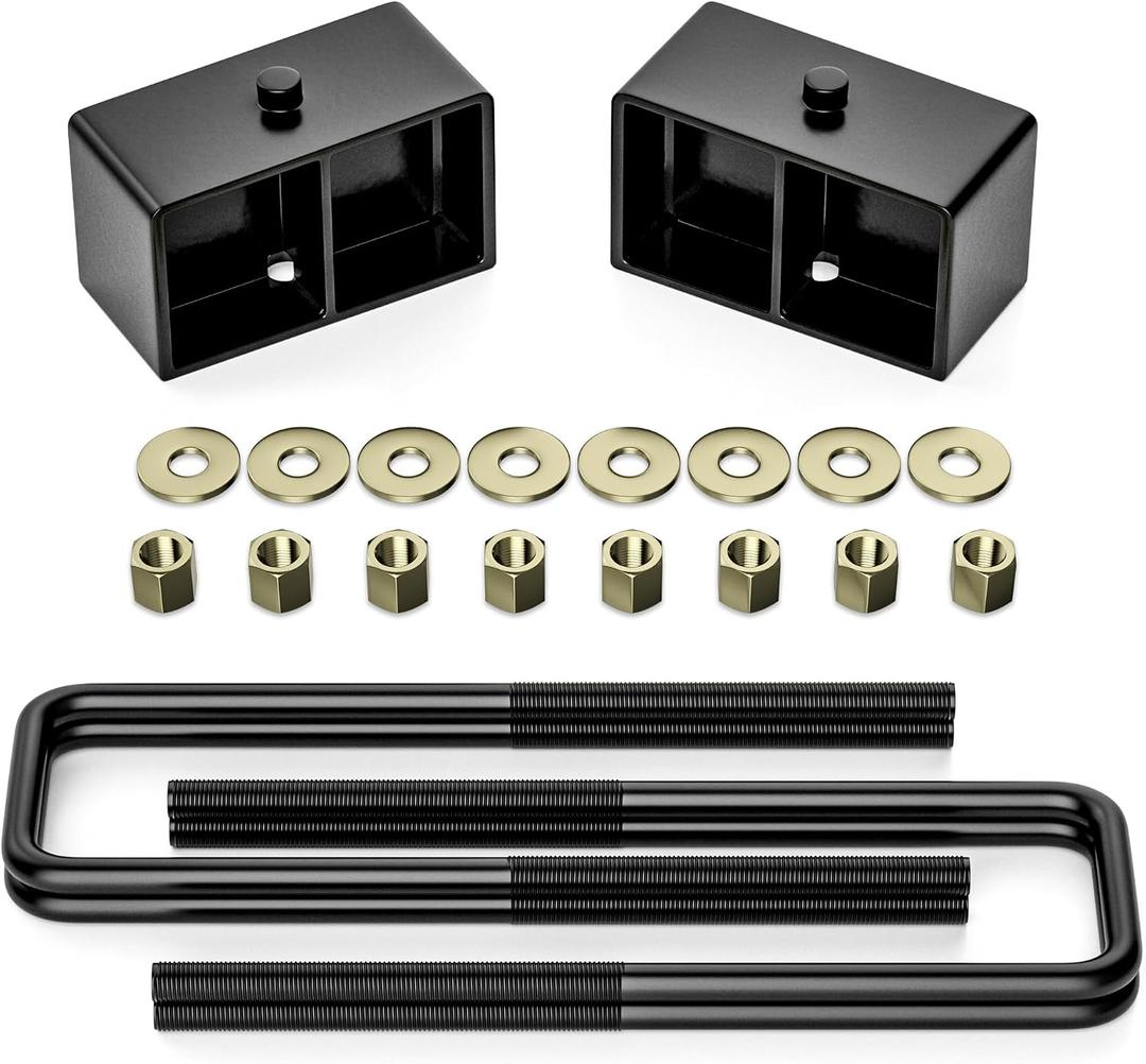 FLYCLE 3 inch Rear Lift Blocks Compatible with Chevy Silverado 1500 Sierra 1500, 3" Rear Leveling Kit for 1999-2024 Silverado 1500 Sierra 1500 with Extended Square U-Bolts