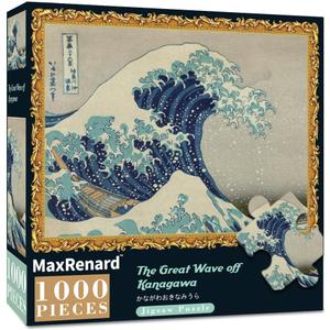 MaxRenard Game 1000 Pieces Jigsaw Puzzle for Adult Fine Art Collection Toy The Great Wave Off Kanagawa Puzzle