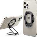 [2025 Upgraded] Mag Safe Phone Ring Holder, SUPERONE Adjustable Magnetic Kickstand & Removable Phone Grip Compatible with Wireless Charging Only for iPhone 17 &16 & 15 & 14 & 13 & 12 Series - Black