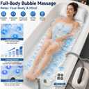 Bubble Bath Mat for Bathtub Spa, Full Body Hydrotherapy Massager with 6 Bubble Speeds & 6-Color LED Lights, Non-Slip Suction Cups, Remote Control & Inflatable Bath Pillow for Stress Relief, 48.8" x 16.1"