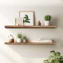 Floating Shelves 24 Inches Long, Set of 2 Solid Rustic Wood Wall Mounted Shelves, Wall Picture Ledge Shelf with Invisible Metal Brackets for Living Room, Bedroom, Bathroom, Carbonized Black
