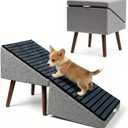 2-in-1 Dog Ramp and Stairs for Bed and Couch, 17 Inch High,Foldable Ottoman Ramp with Non-Slip Replaceable Carpet, Joint Relief for Small and Large Dogs