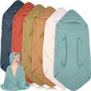 Peryiter 6 Pcs Muslin Hooded Baby Towels, 32"x 32" Cotton Newborn Bath Towel Muslin Infant Baby Blankets Absorbent Unisex Newborn Registry Gift Essentials for Girls Boys