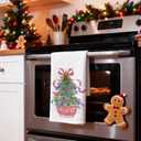 Christmas Chinoiserie Kitchen Towels Decor,Red Bow Christmas Tree Towels Gifts,Blue Lobster Christmas Hand Towels for Bathroom Kitchen,Grandmillennial Decor,16x24 Inches