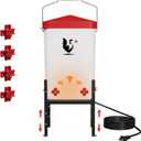 Heated Chicken Waterer, 3.2 Gallon Chickens Poultry Waterer with Nipples, Height Adjustable & Detachable Stand, All-Season Chicken Coop Waterers, Chicken Water Heater (12L, Red Cover)