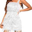 Cocktail Dresses Flapper Dresses 1920s Gatsby with All-Over Sequin Fringe Mini Dresses Prom Party Dress, Size S/M