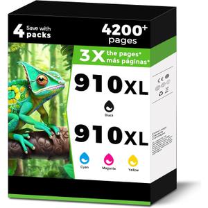 910XL Ink Cartridges Combo Pack Replacement for HP 910 910XL Ink Cartridges Compatible with HP OfficeJet 8010 8015 8018 8022 OfficeJet Pro 8020 8025 8028 8035 Printer(Black Cyan Yellow Magenta)