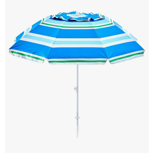 Beach Umbrella With Sand Anchor, UPF 50+ Protection, 8 Ribs, Beach Umbrellas For Sand Portable, With Button Tilt - Multifunctional Outdoor Sunshade For Gardens, Courtyards, And Beaches
