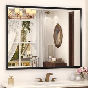 Black Framed Bathroom Mirror for Over Sink 44x36