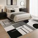 5x7 Modern Area Rug for Living Room Bedroom, Large Washable No-Shedding Faux Wool Geometric Carpet, No-Slip Low-Pile Indoor Decor Rugs for Nursery Dinner Room Office Playroom Dorm(Bauhaus Grey)