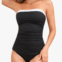 Aqua Eve Bandeau Swimsuits for Women Two Piece Bathing Suits Ruched Tummy Control Tankini Sets Strapless Swimwear Size M