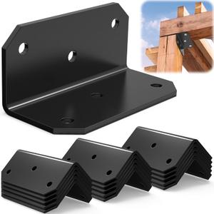 2x4 Inch Galvanized L Bracket(15pcs) Duty Heavy Steel Corner Brace for Wood, Shelf, Furniture, Fence, Table, Bookshelf, Cabinet, Deck; Iron Right Angle 90 Degree Metal Joist Brackets