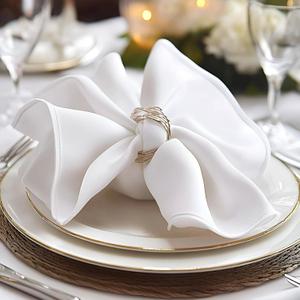 Cieltown White Cloth Napkins 1-Dozen, Solid Washable Fabric Napkins Set of 12, Perfect for Weddings, Parties, Holiday Dinner (17 x 17-Inch, White)