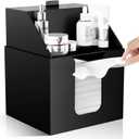 Disposable Facial Towels Storage Box Compatible with Clean Skin Club Clean Towel XL - Cotton Pads - Swabs Upgraded Double Layer Acrylic Storage Container Face Towel Holder (Matte Black)