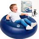 CalmOrbit Inflatable Sensory Spinning Chair for Kids, Sensory Toys for Kids with Autism & ADHD, Giftable 360 Spin Rocking Chair, Kids Sensory Chair, Autism Sensory Products for body coordination, Blue