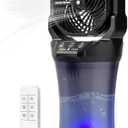 Portable Misting Fan with 30000mAh Battery, 2L Water Tank, Remote Control, RGB Light – 4 Wind Speeds, 4 Spray Modes (Continuous/3S/5S/7S), 120° Adjustable, Ideal for Camping, Patio & BBQ